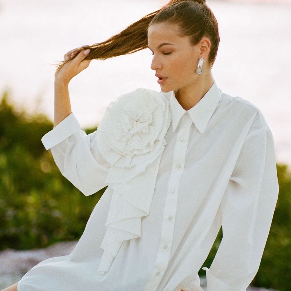 Forever That Girl Floral Appliqué Shirt Dress